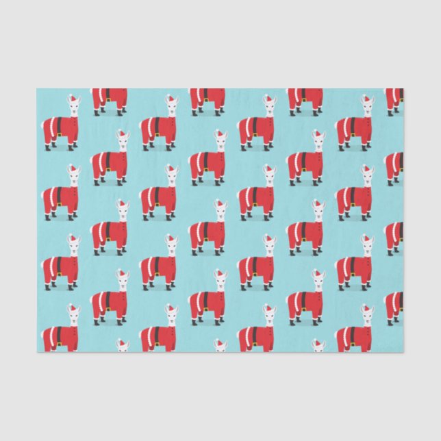 Papel De Seda Navidades Llama Santa Red Blue (Anverso)