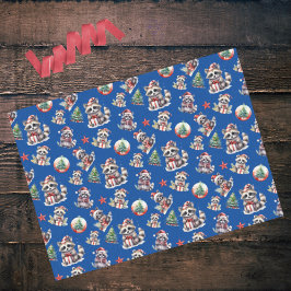 Papel De Seda Navidades locos rapean regalos de nieve en azul