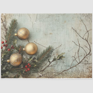 Papel De Seda Navidades Lux Opulent verde y baubles dorados