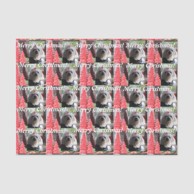 Papel De Seda Navidades malteses con árboles rojos (Anverso)