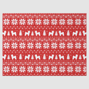 Papel De Seda Navidades malteses de siluetas patrón rojo