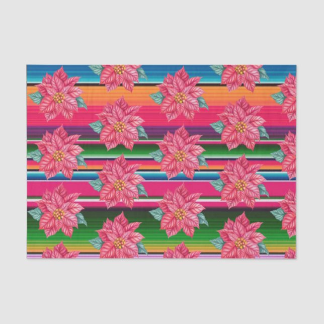 Papel De Seda Navidades mexicanos de Serape Poinsettia (Anverso)