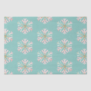 Papel De Seda Navidades Mint Pink Snowflakes
