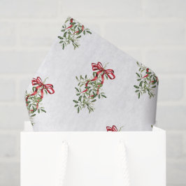Papel De Seda Navidades Mistletoe de Watercolor Red Bow