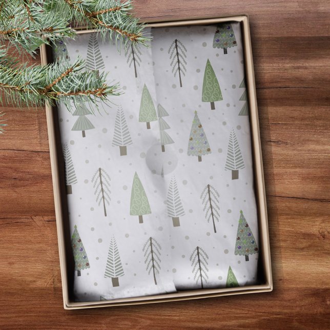 Papel De Seda Navidades modernos Árboles forestales Patrón verde (Subido por el creador)
