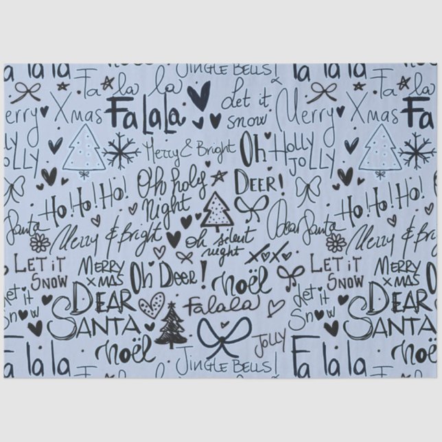 Papel De Seda Navidades modernos azules y negros (Anverso)