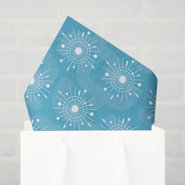 Papel De Seda Navidades modernos de medio siglo Snowflake Atomic (Bolsa de regalo)