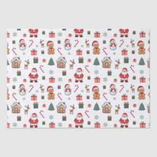 Papel De Seda Navidades modernos GingerbreadMen Santa Deer Snowm