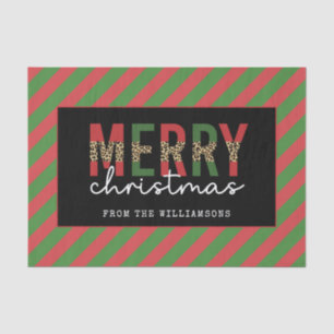 Papel De Seda Navidades modernos leopardo imprimen rayas verdes 