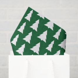 Papel De Seda Navidades modernos Patrón de árbol blanco verde