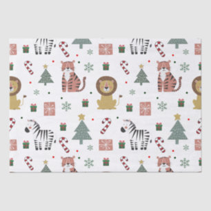 Papel De Seda Navidades modernos Safari Animales Tiger Lion Zebr