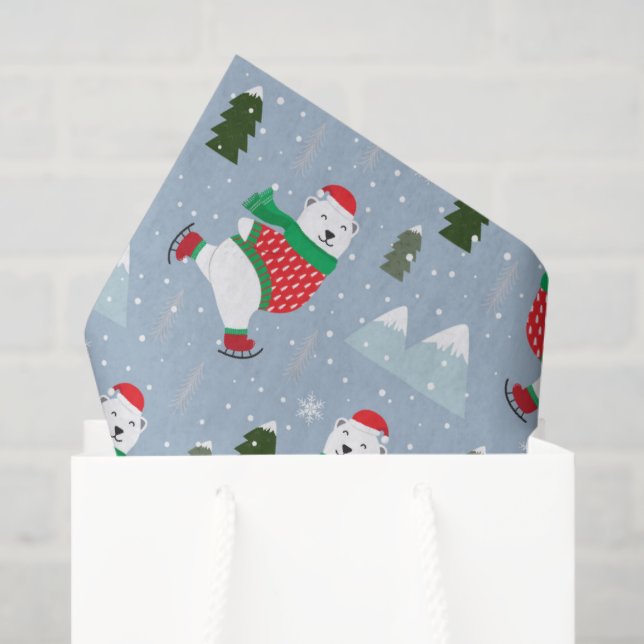 Papel De Seda Navidades modernos vacaciones oso polar (Bolsa de regalo)