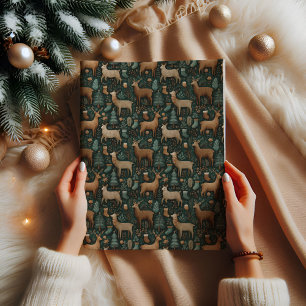 Papel De Seda Navidades modernos y rústicos de madera de ciervos
