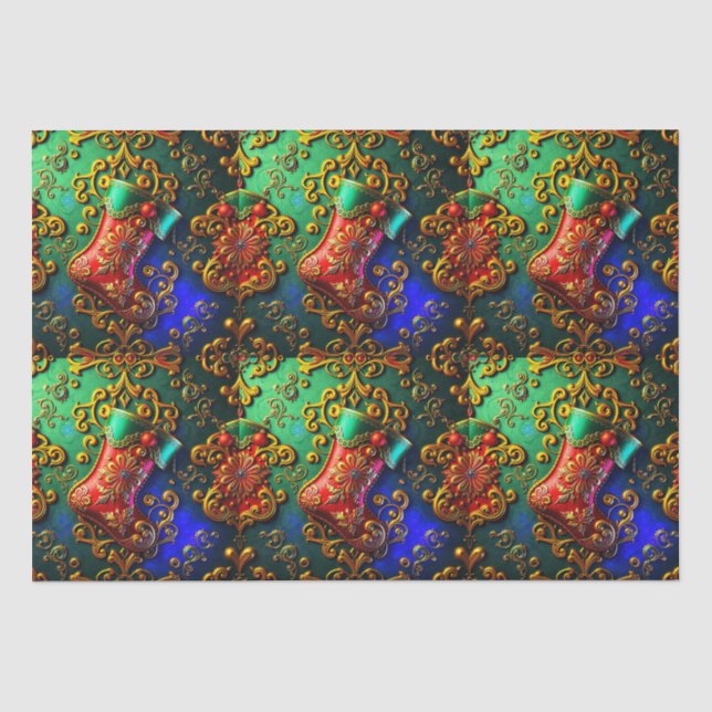 Papel De Seda ~ Navidades multicolores Envueltos ~ (Anverso)