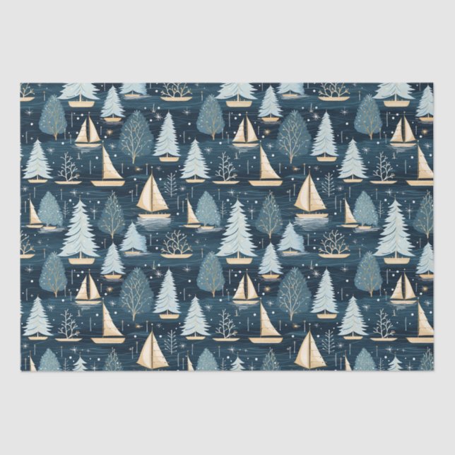 Papel De Seda Navidades náuticos de la costa (Anverso)