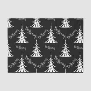 Papel De Seda Navidades negros en árboles de navidad blancos mod