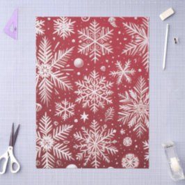 Papel De Seda Navidades Nieve copos de nieve Red White Nieve Des