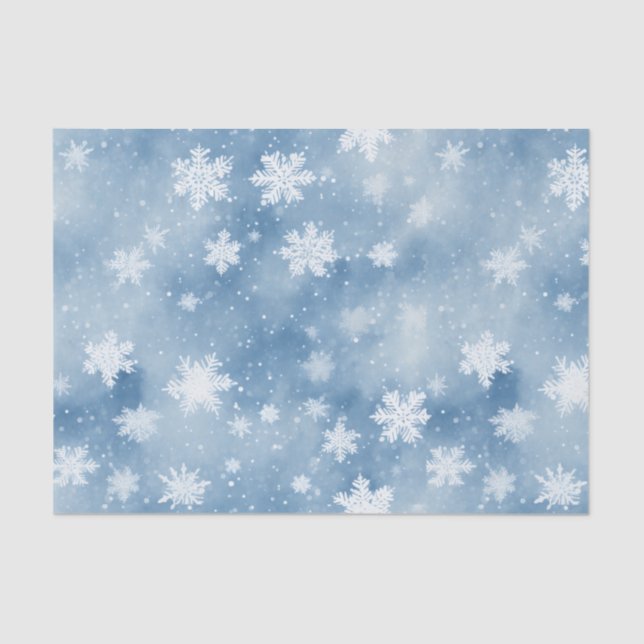 Papel De Seda Navidades Nieves con cielo azul claro (Anverso)