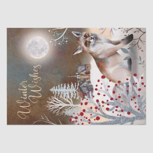 Papel De Seda Navidades Nights Winter Fox (Anverso)