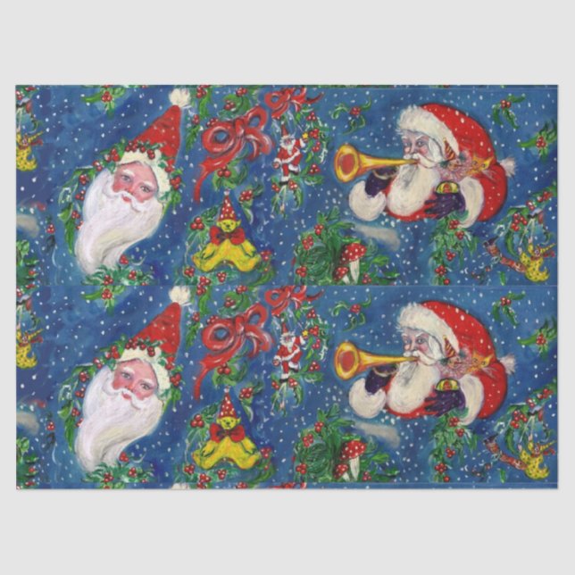 PAPEL DE SEDA NAVIDADES NOCHE / SANTA CLAUS CON JUGUETES (Anverso)