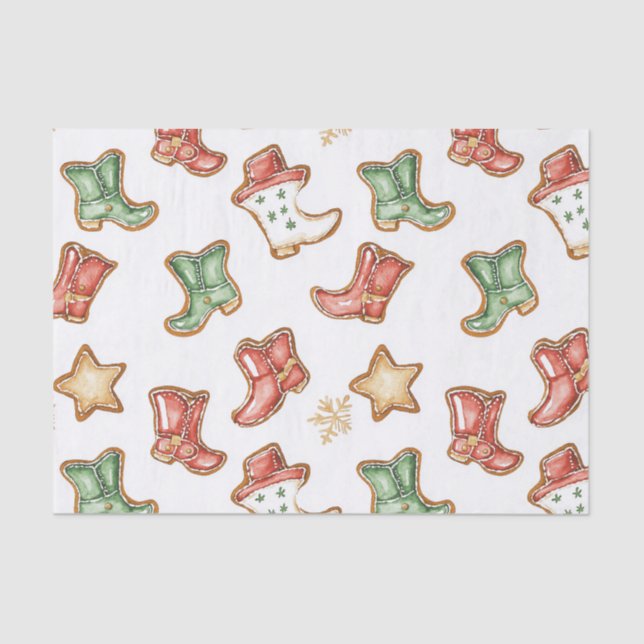 Papel De Seda Navidades occidentales Cowgirl Cowboy (Anverso)