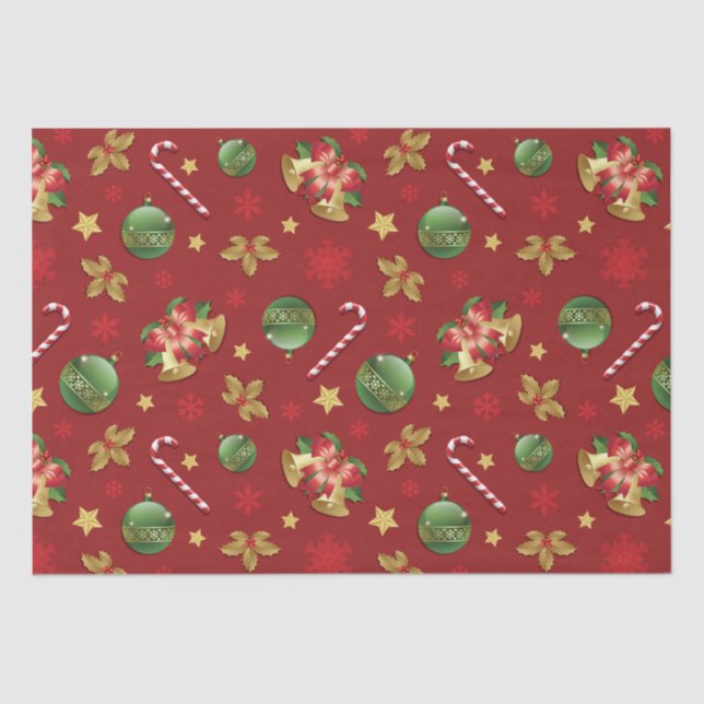 Papel De Seda Navidades Ornamant & Candy Cane Pattern (Anverso)
