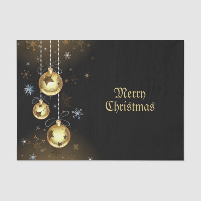 Papel De Seda Navidades Ornamentos dorados Estrellas brillantes  (Anverso)