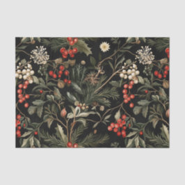 Papel De Seda Navidades oscuros y amorosos Berries y follaje