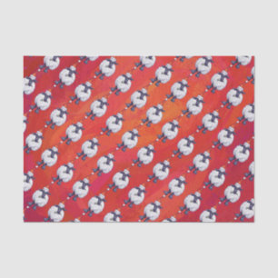 Papel De Seda Navidades ovinos en rojo