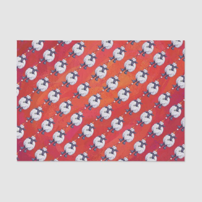 Papel De Seda Navidades ovinos en rojo (Anverso)