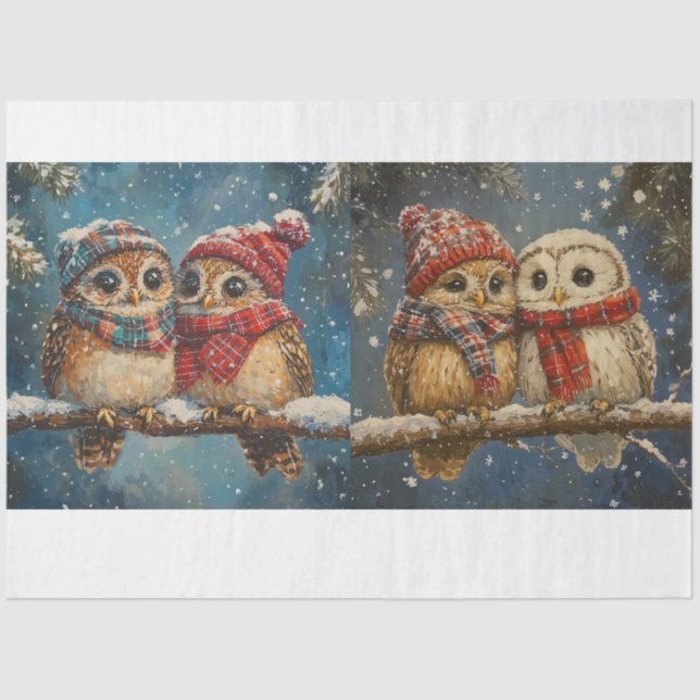 Papel De Seda Navidades Owl Tissue Paper (Anverso)
