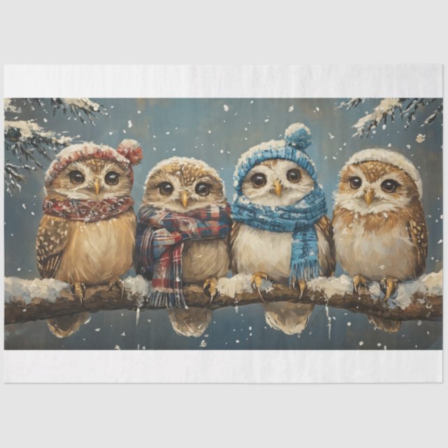 Papel De Seda Navidades Owl Tissue Paper (Anverso)