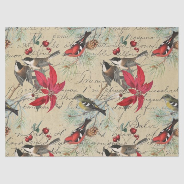 Papel De Seda Navidades: página de desalojo de pájaros feriados  (Anverso)