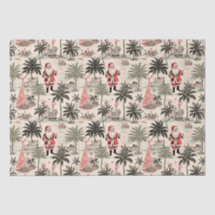 Papel De Seda Navidades Palm Tree y Santa Tropical Retro