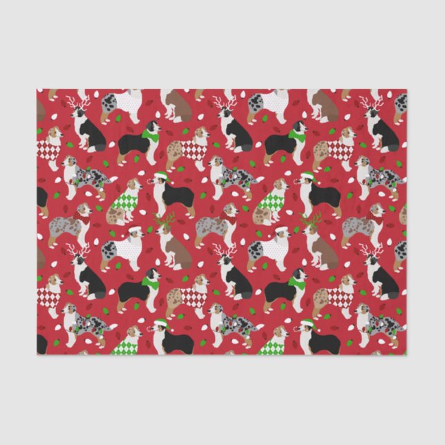 Papel De Seda Navidades Pastor Australiano (Anverso)