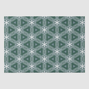 Papel De Seda Navidades Patrón copos de nieve Blanco verde