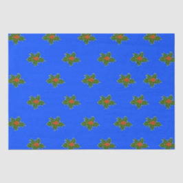 Papel De Seda Navidades Patrón decorativo Holly en azul