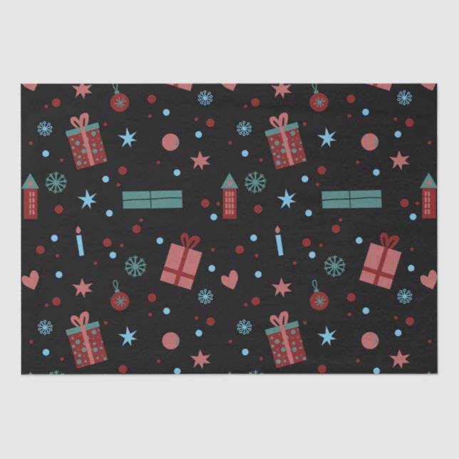 Papel De Seda Navidades Patrón negro (Anverso)