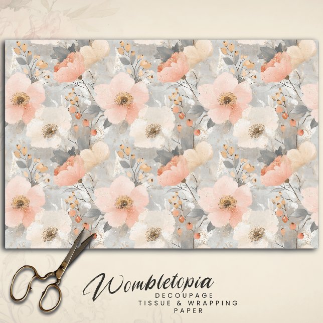 Papel De Seda Navidades Peach Floral Pastel y acuarela Gris (Subido por el creador)
