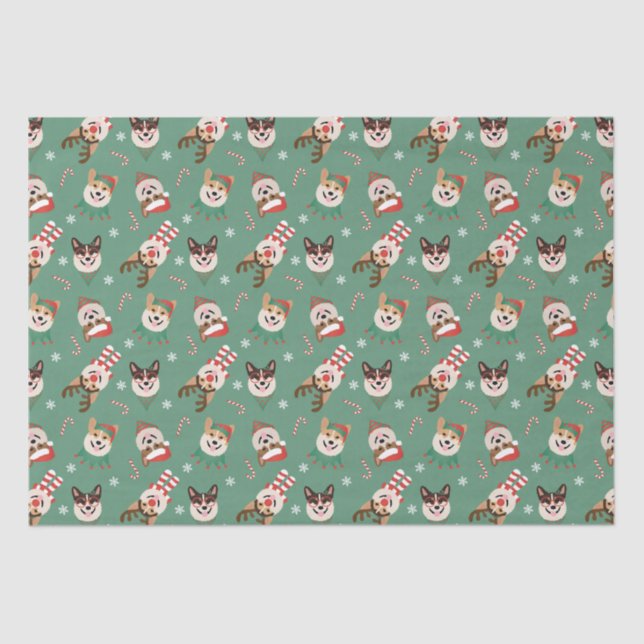 Papel De Seda Navidades Pembroke Welsh Corgi Dogs (Anverso)