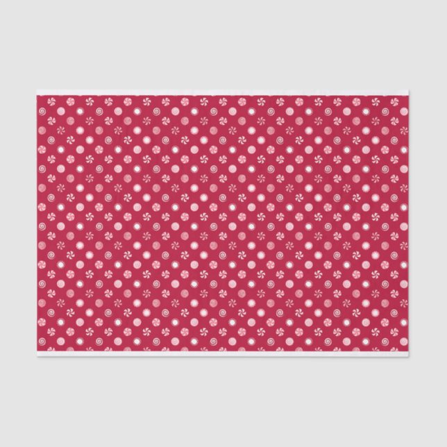 Papel De Seda Navidades Peppermint Candy Lollipops Polka Dot (Anverso)