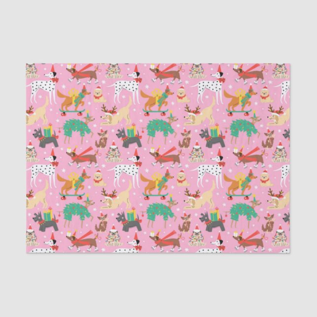 Papel De Seda Navidades perros con traje de vacaciones (Anverso)