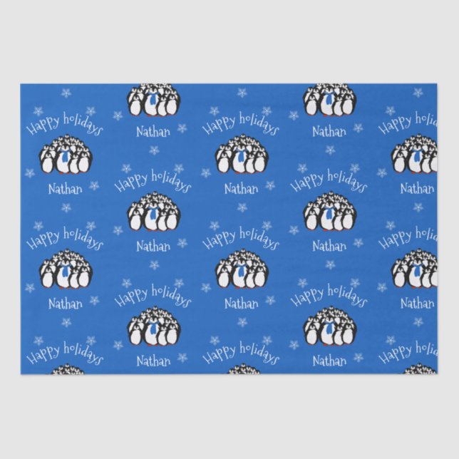 Papel De Seda Navidades personalizados de pingüino (Anverso)