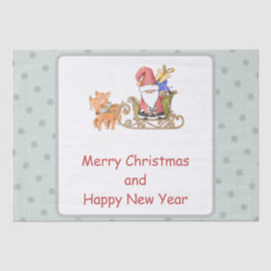 Papel De Seda Navidades Personalizados de Santa Claus Reindeer S