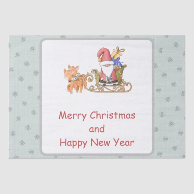 Papel De Seda Navidades Personalizados de Santa Claus Reindeer S (Anverso)