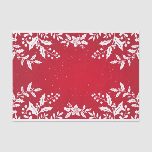 Papel De Seda NAVIDADES personalizados HOLLY TISSUE PAPER (Anverso)