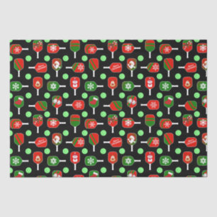 Papel De Seda Navidades Pickleball Red Green Paddles Balls Black