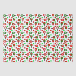 Papel De Seda Navidades Pickleball Red Green Paddles Balls X-Mas