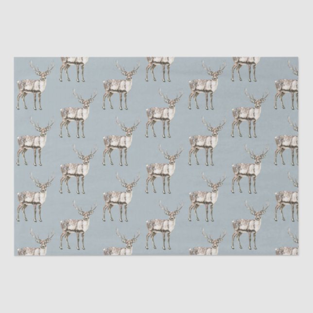 Papel De Seda Navidades Pine Green Rustic Deer (Anverso)