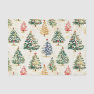 Papel De Seda Navidades Pine Trees Colorful Pattern
